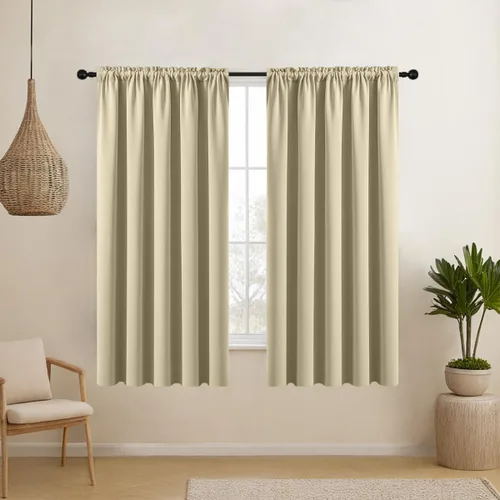 Vista 51 de CUCRAF Cortinas opacas cortas para oscurecer la habitación, paneles de cortina para ventana, bolsillo para cortinero, cortinas sólidas