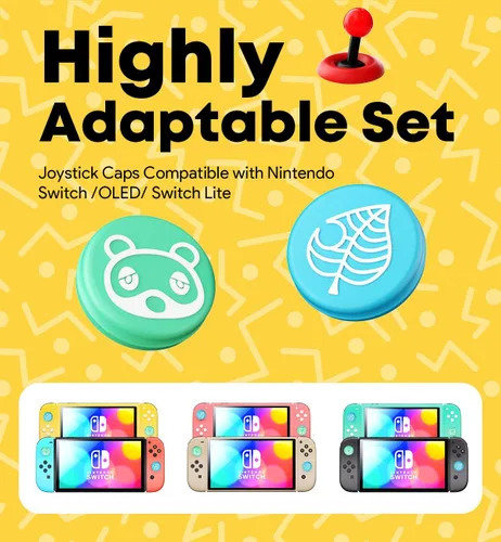 Vista 4 de Switch Thumb Grip Caps - Silicone Joycon Grip Cover, Cute Design for Nintendo Switch Accessories - Compatible with Nintendo SwitchOLEDSwitch Lite