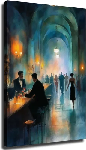 Vista 9 de CIDLNMY Póster de lienzo de la época de la Prohibición Speakeasy, póster vintage de la vida nocturna de los años 1920, arte de pared para salón