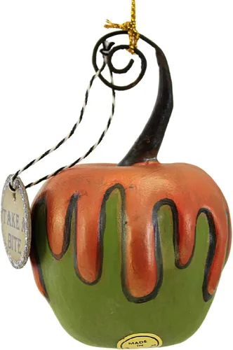 Vista 2 de Bethany Lowe Designs - Manzana verde con adorno de veneno naranja mini - LA2056