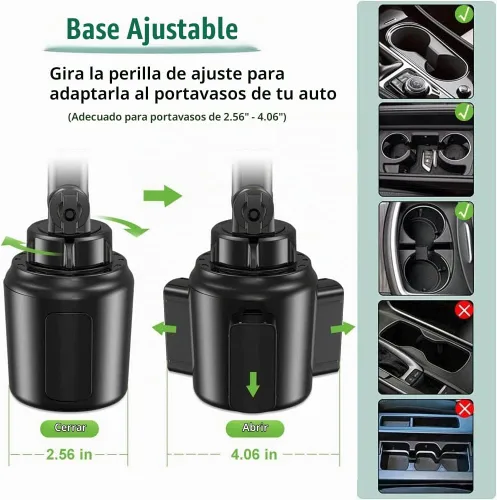 Vista 4 de Soporte universal para portavasos de automóvil para iPad y teléfono de 4 a 13 pulgadas, soporte universal para tableta con brazo ajustable para iPad