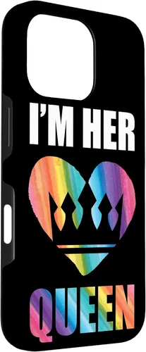Vista 3 de iPhone 16 Pro I'm Her Queen Valentine's Day Lesbian Bi LGBT Girlfriend Tee Case