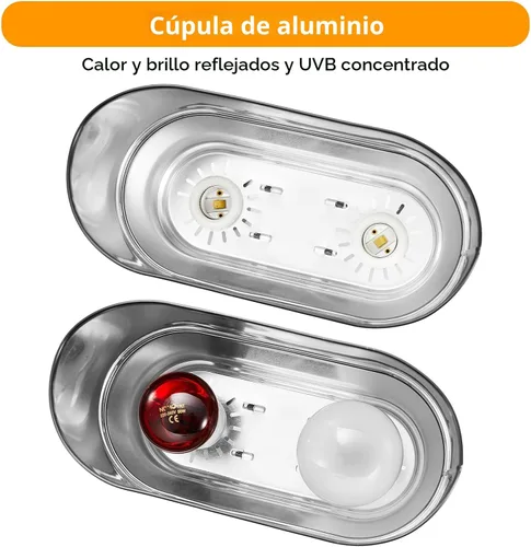 Vista 4 de Accesorio de luz dual para reptiles con interruptores, accesorio de lámpara de calor para reptiles, accesorio de bombilla UVB para terrario