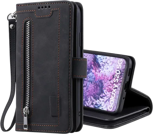 Vista 8 de UEEBAI Funda tipo cartera para Samsung Galaxy S20 FE 5G, Retro 9 ranuras para tarjetero, bolsillo con cremallera, cierre magnético, función atril