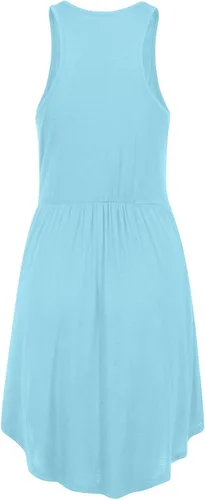 Vista 6 de Fragarn Vestidos de verano para mujer 2022 con bolsillo sin mangas lisoestampado floral vestido corto estilo túnica fruncido vestido corto casual