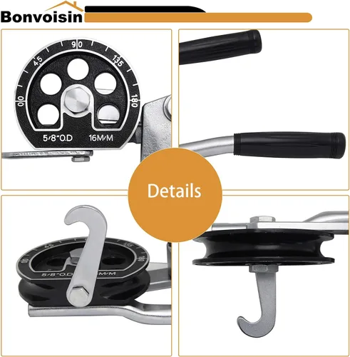 Vista 3 de Bonvoisin 5/8 "OD Tubing Bender Manual Pipe Tube Bender Herramienta de flexión HVAC de 180 grados para tuberías de aluminio de cobre Reparación