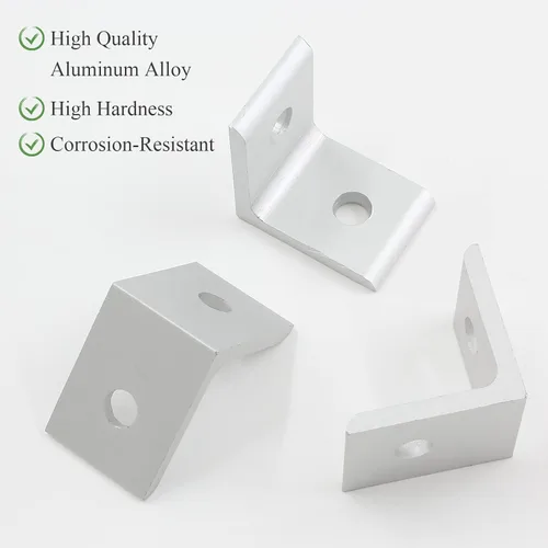 Vista 3 de 10 piezas 2020 soporte de esquina interior, conector de soporte de aluminio en forma de L de 2 agujeros para perfil de extrusión de aluminio 2020
