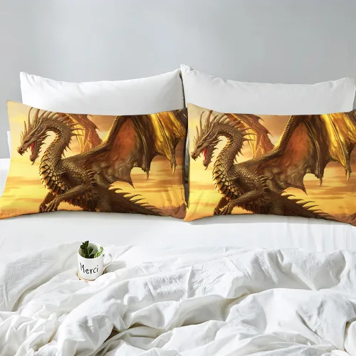 Vista 3 de Edredón de dragón de galaxia, juego de ropa de cama de dragón dorado, colcha de dragón, juego de ropa de cama de dragón de galaxia, juego de cama