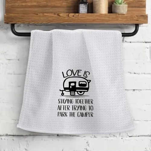 Vista 2 de OHSUL Love is Staying Together After Trying to Park The Camper - Toallas de cocina altamente absorbentes, toallas de mano para camping, toalla de té