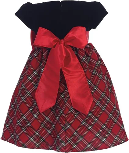 Vista 2 de Lito Childrens Wear Vestido de Navidad de cuadros rojos para niñas