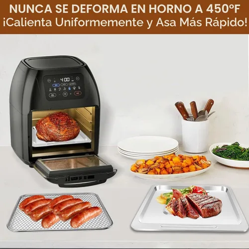 Vista 3 de Accesorios para freidora de aire Chefman Multifuncional Digital Air Freidora, 17 ajustes preestablecidos de pantalla táctil Fry XL 10L 10 cuartos