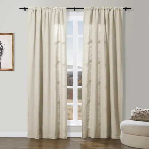 Vista 14 de ChadMade Simon Collection - Cortina de mezcla de algodón con forro de algodón de privacidad, 1 panel de 50 pulgadas de ancho x 84 pulgadas de largo