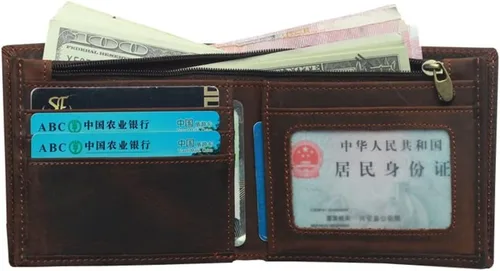Vista 2 de CZDYUF - 1 cartera corta antirrobo retro para hombres y mujeres