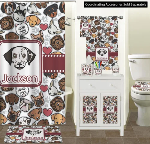 Vista 3 de Cesta de basura personalizada con caras de perro, doble cara (negro)