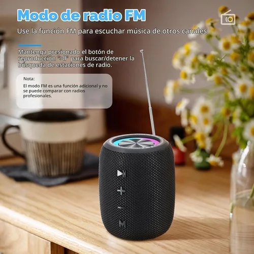 Vista 5 de Altavoz Bluetooth portátil, altavoz inalámbrico BT5.3 de 20W con diafragmas de graves, luces LED multimodos dinámicos, IPX6 resistente al agua