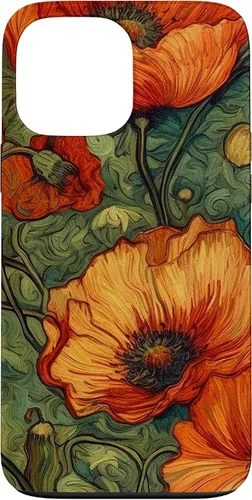 Vista 23 de iPhone 16 Floral Van Gogh Style Poppy Flower Case