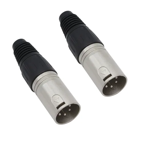 Vista 9 de Conector de cable XLR de 4 pines XLR de 4 pines hembra Conector de conector de cable de micrófono Adaptador de audio para micrófono, negro+plata