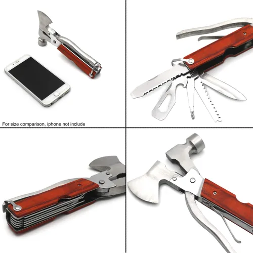 Vista 6 de Herramienta multiherramienta para acampar, equipo de supervivencia 16 en 1, de acero inoxidable, compatible con senderismo, pesca, kit de emergencia