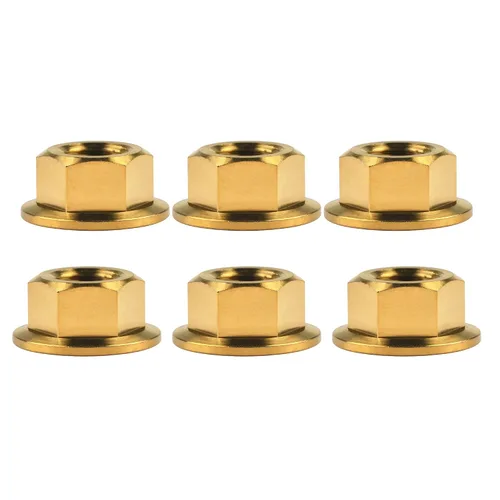 Vista 26 de Tuercas hexagonales Titanium DIN6923 (paso M5 0.03 in, negro) M5 M6 M8 M10 M12 M14 M16 para bicicletas, motocicletas, coches, paquete de 6