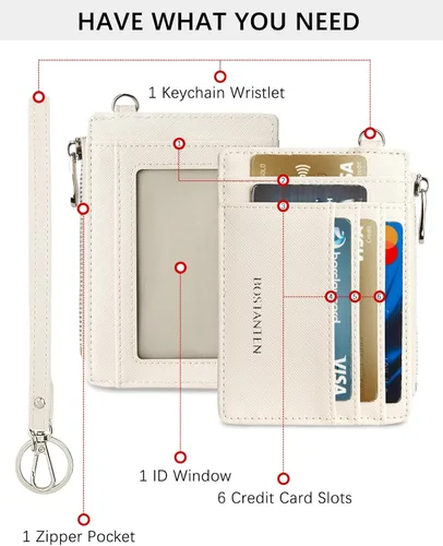 Vista 2 de BOSTANTEN Cartera pequeña para mujer, RFID, de piel, con bolsillo de cremallera, Beige