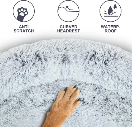Vista 3 de Lujoso Protector de Sofá para Perros con Cama de Espuma Viscoelástica, Funda de Sofá de Felpa Esponjosa Extraíble y Lavable para Perros, Sofás Cama