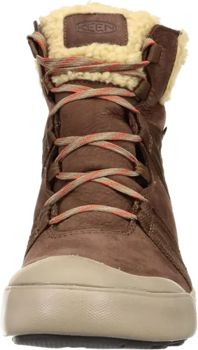 Vista 2 de KEEN Botas Elle de invierno impermeables de media pantorrilla para mujer, CastañoArcilla Roja