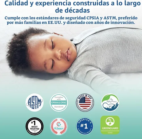 Vista 5 de Sealy Baby Colchón de cuna infantil de 2 etapas Plus ajuste de cama infantil, transpirable, resistente a las manchas, doble firmeza y ligero