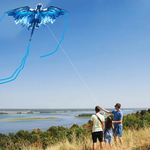 Vista 2 de Large Dragon Kite for Kids & Adults, Easy to Fly Outdoor Beach Park Kite