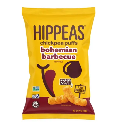 Vista 15 de Hippeas - Bocadillos de garbanzos inflados, cheddar blanco vegano, 4 onzas (paquete de 1), 4g de proteína, 3g de fibra, vegano, sin gluten