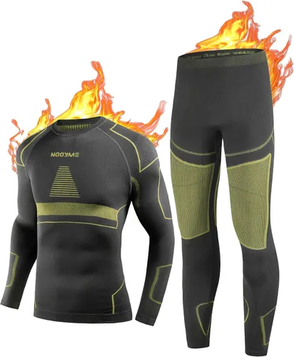 Vista 6 de NOOYME Ropa Interior Térmica Long Johns para Hombre - Capa Base de Ropa Interior Larga para Clima Frío Negro-Azul