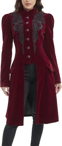 Vista 6 de SUPLEAP Chaqueta victoriana steampunk vintage renacentista para mujer, estilo gótico, uniforme