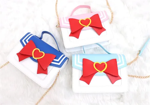 Vista 3 de PROCOS Bolsos de mujer Kawaii Anime Sailor Cosplay PU Bolso de cuero PU Cadena de lazo bandolera Bolso bandolera Bolso bandolera
