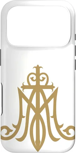 Vista 30 de Funda católica con monograma para iPhone 16 Virgin Mary Insignia Ave Maria