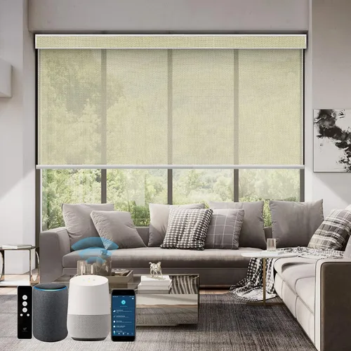 Vista 24 de SmartWings Persianas Motorizadas con Filtro de Luz, Compatible con Matter Thread Homekit Z-Wave Alexa Google, Persianas con 70% de Opacidad Safari