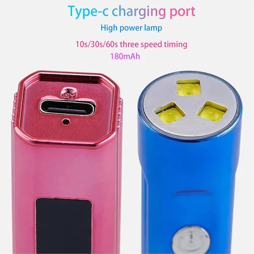 Vista 7 de MIOBLUE Lámpara de uñas LED UV de mano, secadora de uñas UV de 3 temporizadores para esmalte de gel, luz de uñas USB recargable inalámbrica, secado