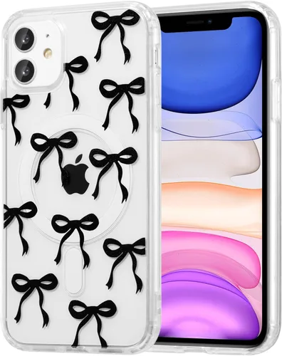 Vista 115 de UEEBAI - Funda magnética para iPhone 11, diseño de lazo, compatible con MagSafe, funda transparente delgada inalámbrica, antiamarilleo, a prueba