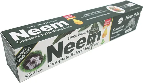 Vista 3 de Essential Palace Pasta de dientes Neem fórmula 5 en 1 – 100% libre de flúor y base vegetal de gluten, evita caries, refrescante con extracto