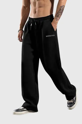 Vista 3 de HHZ Pantalones holgados de algodón para hombre, holgados, para yoga, gimnasio, entrenamiento, con bolsillos, parte inferior abierta, pierna ancha