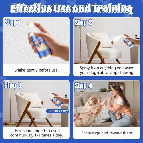 Vista 6 de Cudory 2 unidades de spray de manzana amarga para perros para dejar de masticar, sin masticar en aerosol para perros y gatos, protege muebles