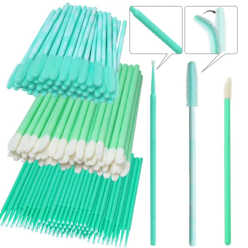 Vista 21 de Kit de suministros para extensión de pestañas de 300 piezas, cepillos desechables para pestañas, micro hisopos, varitas para máscara, cepillos