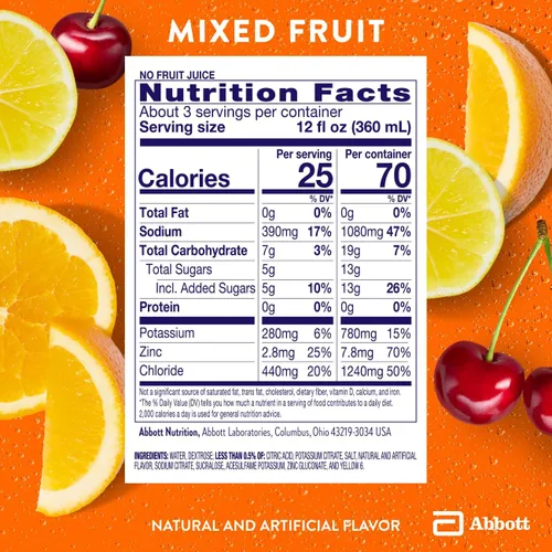 Vista 2 de Pedialyte Bebida de electrolitos, bebidas de hidratación para niños y adultos, frutas mixtas, 1 litro