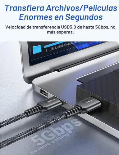 Vista 2 de AINOPE Cable USB a USB, cable USB 3.0 A a A macho a macho [nunca se rompe], cable tipo A de doble extremo compatible con cajas de disco duro, KVM