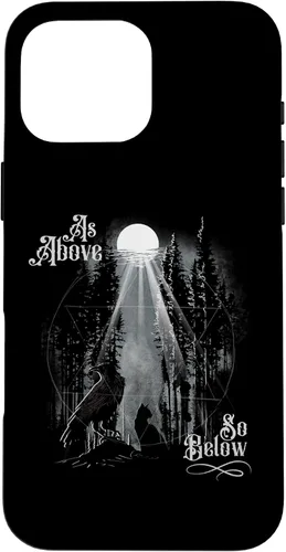 Vista 19 de Funda para iPhone 16 para hombre como arriba tan abajo Wiccan Pagan Tree of Life Crow Cat Case