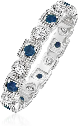 Vista 3 de Ross-Simons 025 ct tw Diamond and 20 ct tw Sapphire Eternity Band in Sterling Silver
