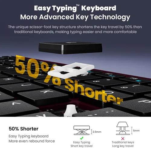 Vista 3 de cimetech EasyTyping KF10 - Combo de teclado y mouse inalámbricos, [teclas de interruptor de tijera silenciosas], [teclas que ahorran esfuerzo]