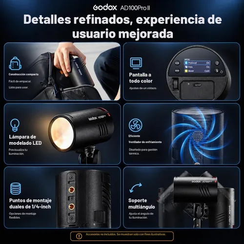 Vista 11 de Godox AD100Pro II AD100 Pro II 100Ws TTL Flash, 2.4G Wireless X System