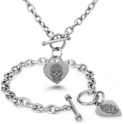 Vista 18 de Pulsera y Collar con Dijes de Símbolos de Corazón de Acero Inoxidable Solo pulsera de plata