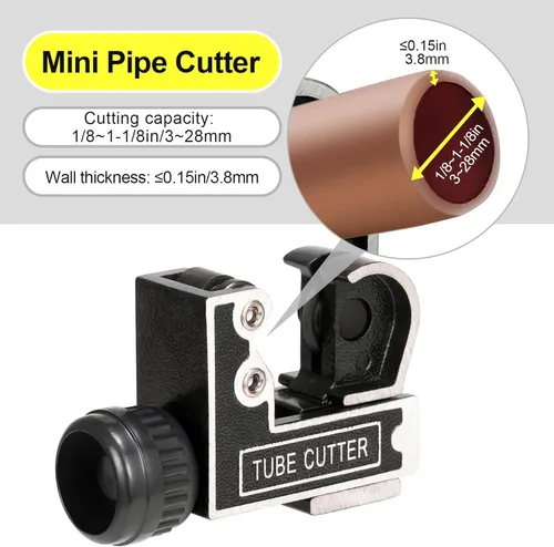 Vista 2 de Spurtar Mini Herramienta de Corte de Tubos 1/8 a 1-1/8 Pulgadas (3-28mm) Cortador de Tubos para Cobre, Latón, Tubos de Aluminio para Plomería