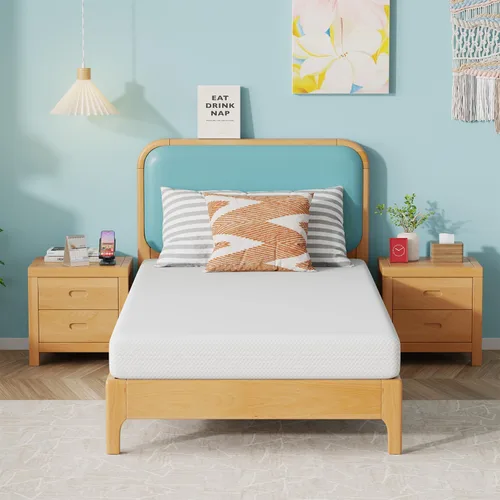 Vista 32 de Colchón de tamaño individual de 5 pulgadas de espuma viscoelástica de gel, colchón de firmeza media para dormir fresco y para alivio de la presión