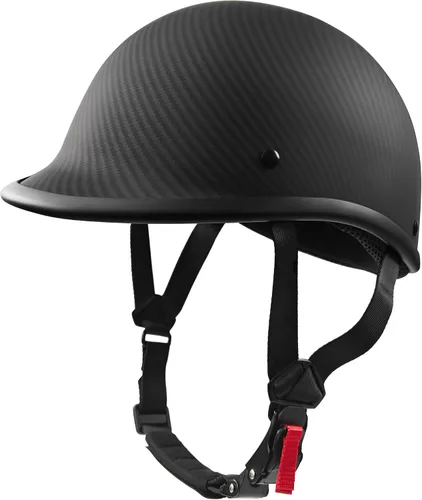 Vista 2 de Medio casco para motocicleta, aprobado por DOT, vintage, cara abierta, unisex, para adultos, para motocicleta, scooter, ciclomotor, Street Cruiser